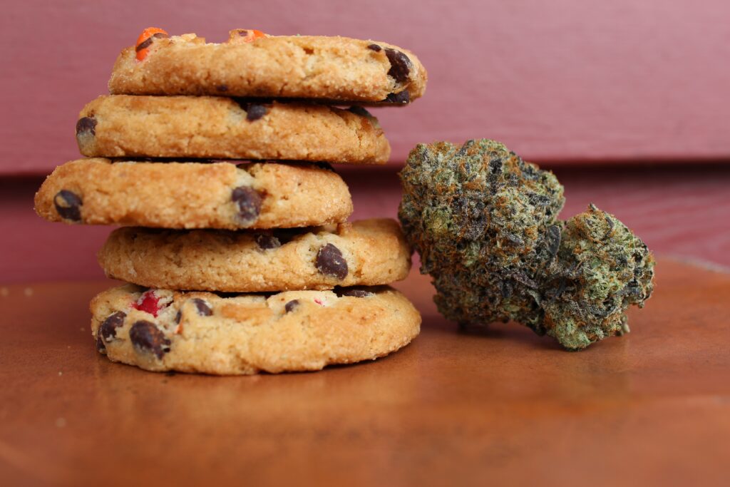 Cookies with a cannabis bud